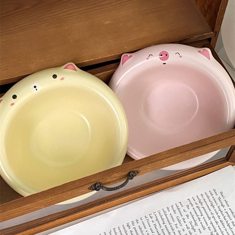 Blogger's Same Ceramic Cute Rice Bowl Cartoon Pig Cat Ceramic 5-inch Bowl New Cat Dog Bowl