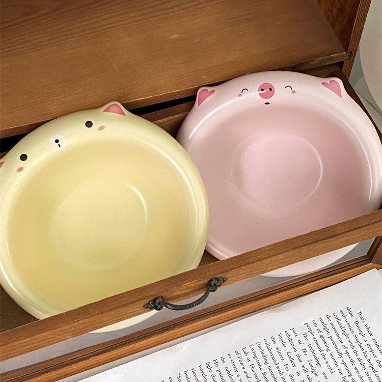 Blogger's Same Ceramic Cute Rice Bowl Cartoon Pig Cat Ceramic 5-inch Bowl New Cat Dog Bowl - NoKa&AuroraStone