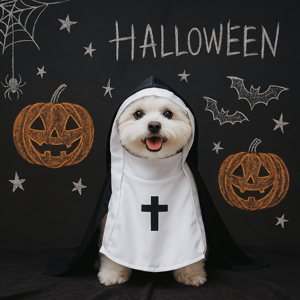 Halloween Nun Costume for Pets – Cross Cape Cosplay Outfit for Small PET