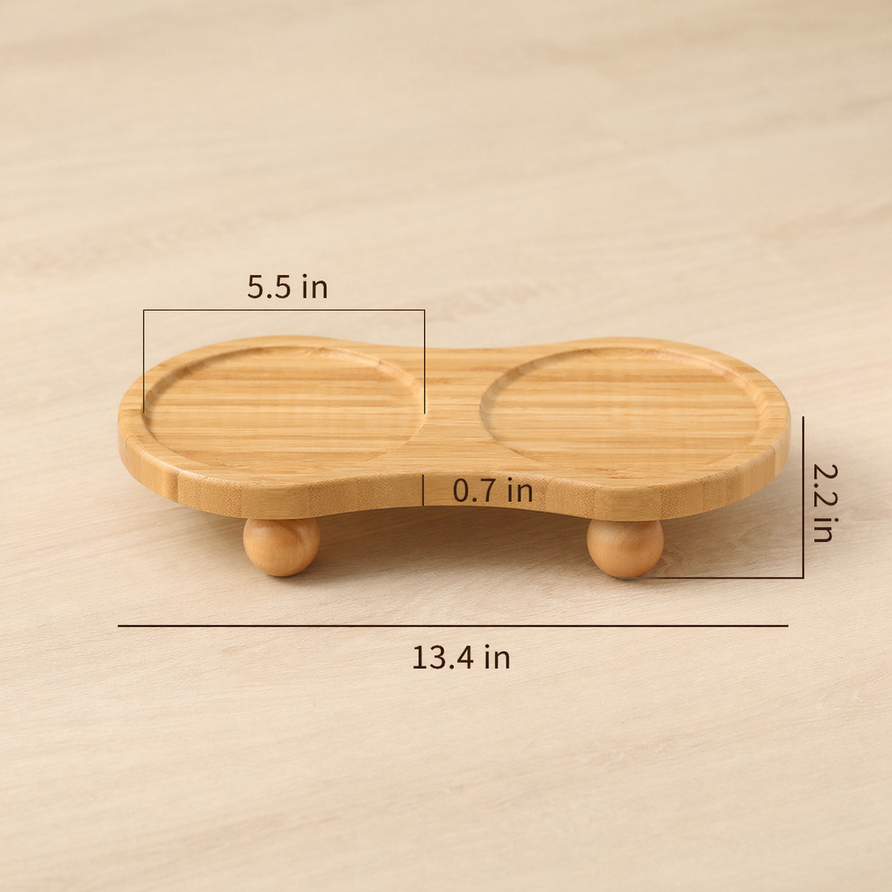 Bamboo Elevated Pet Bowl Stand – Natural Wooden Base for 5–6 Inch Bowls