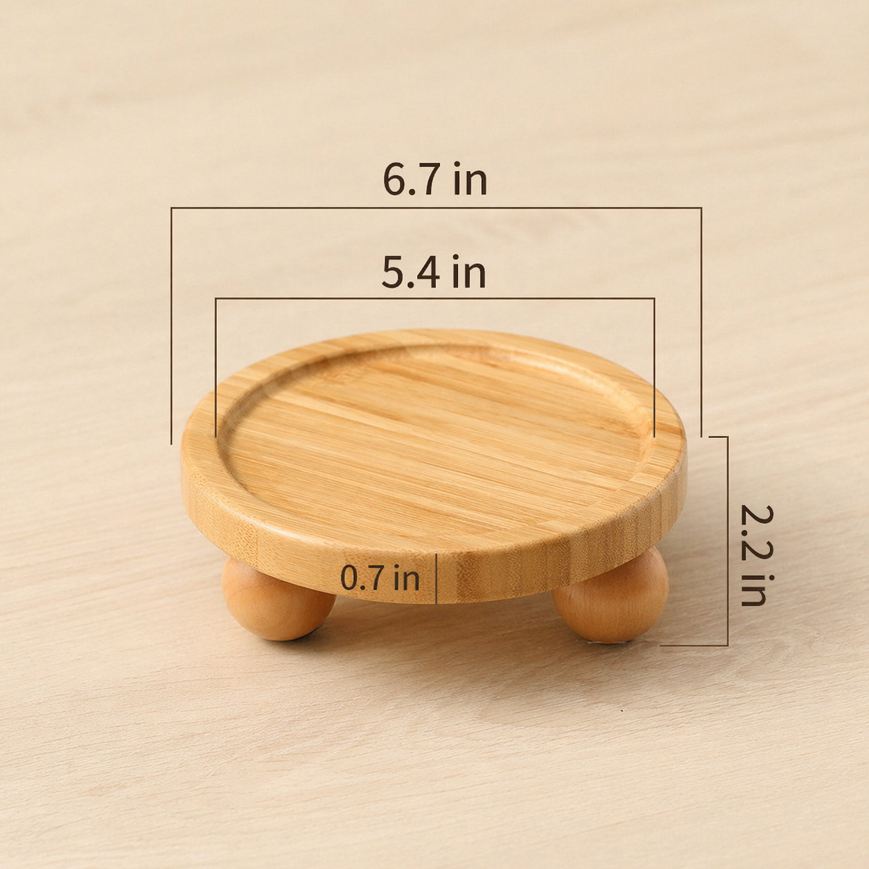 Bamboo Elevated Pet Bowl Stand – Natural Wooden Base for 5–6 Inch Bowls