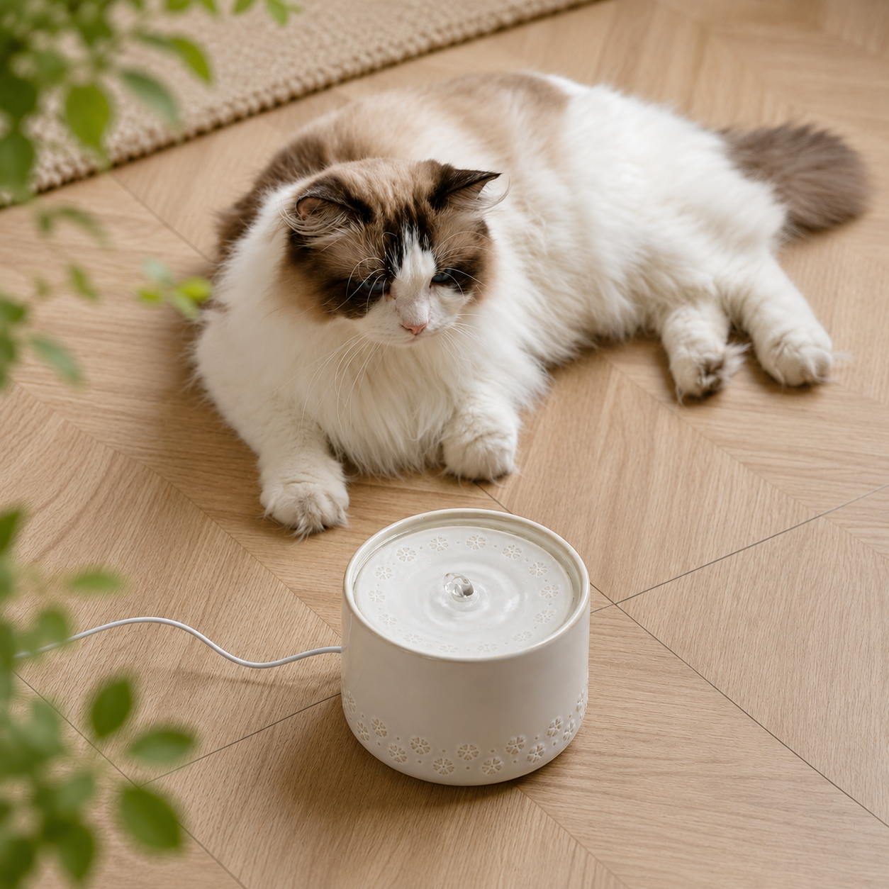 Ceramic Pet Water Fountain – Automatic Drinking Fountain for Cats & Small Dogs