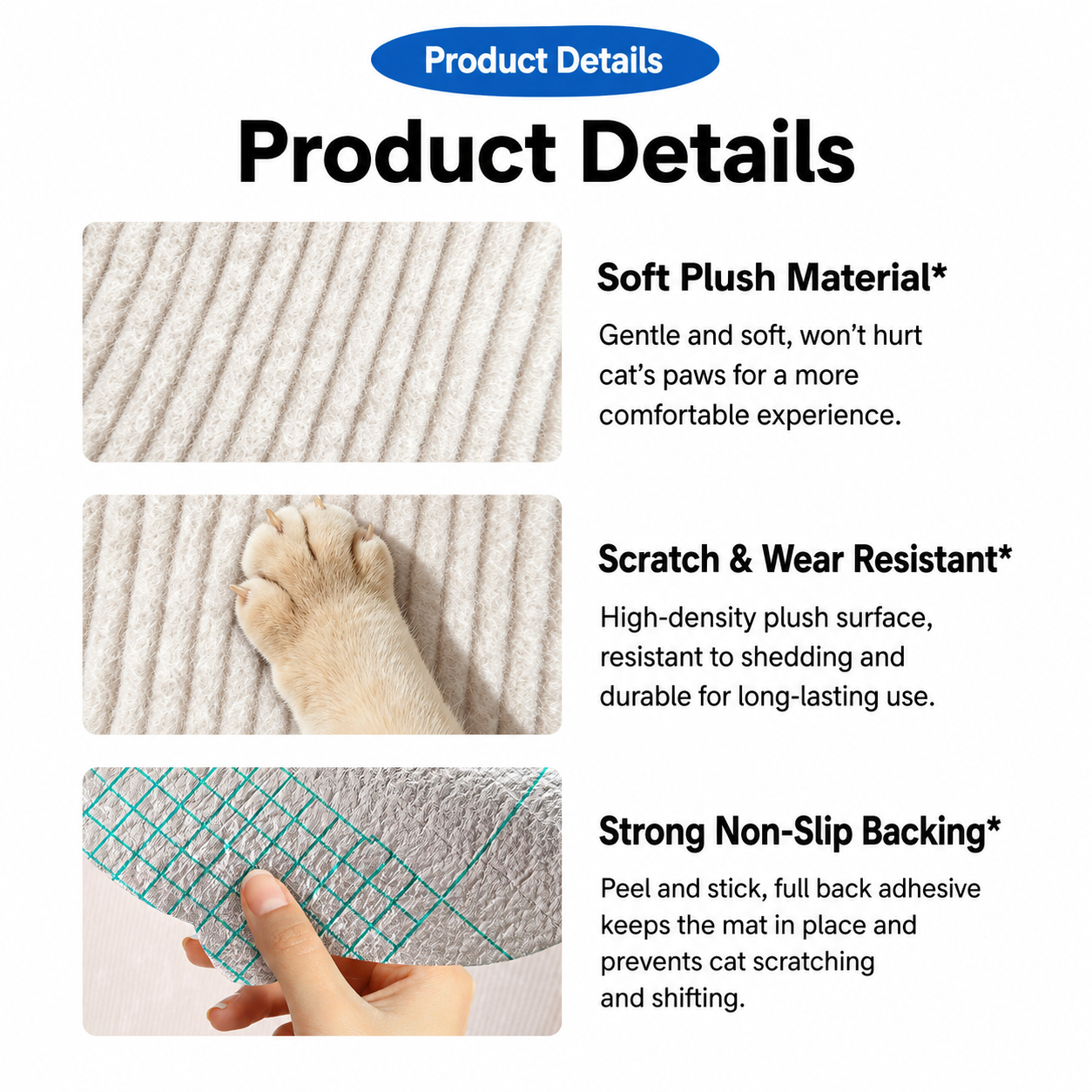 Heavy-Duty Self-Adhesive Cat Scratch Mat – Thick Furniture & Wall Protector