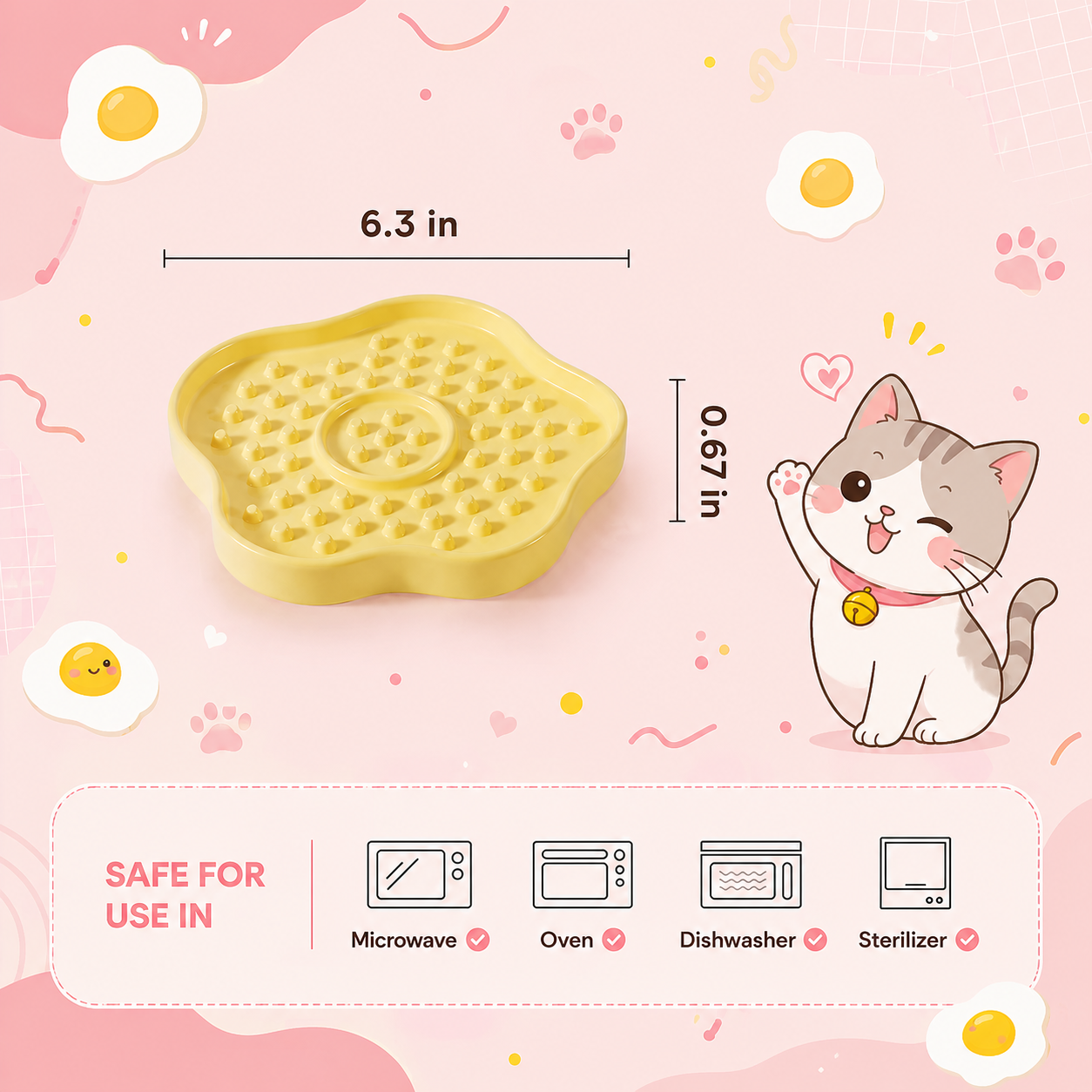 6-Inch Ceramic Lick Plate for Cats – Slow Feeder Enrichment Dish