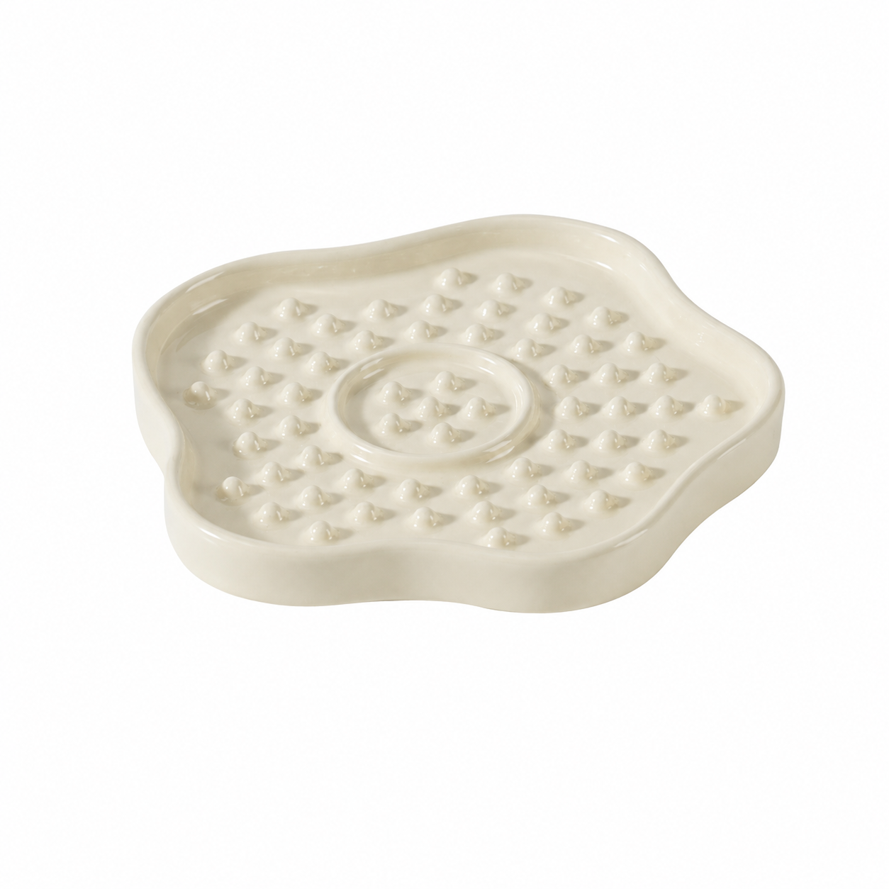 6-Inch Ceramic Lick Plate for Cats – Slow Feeder Enrichment Dish