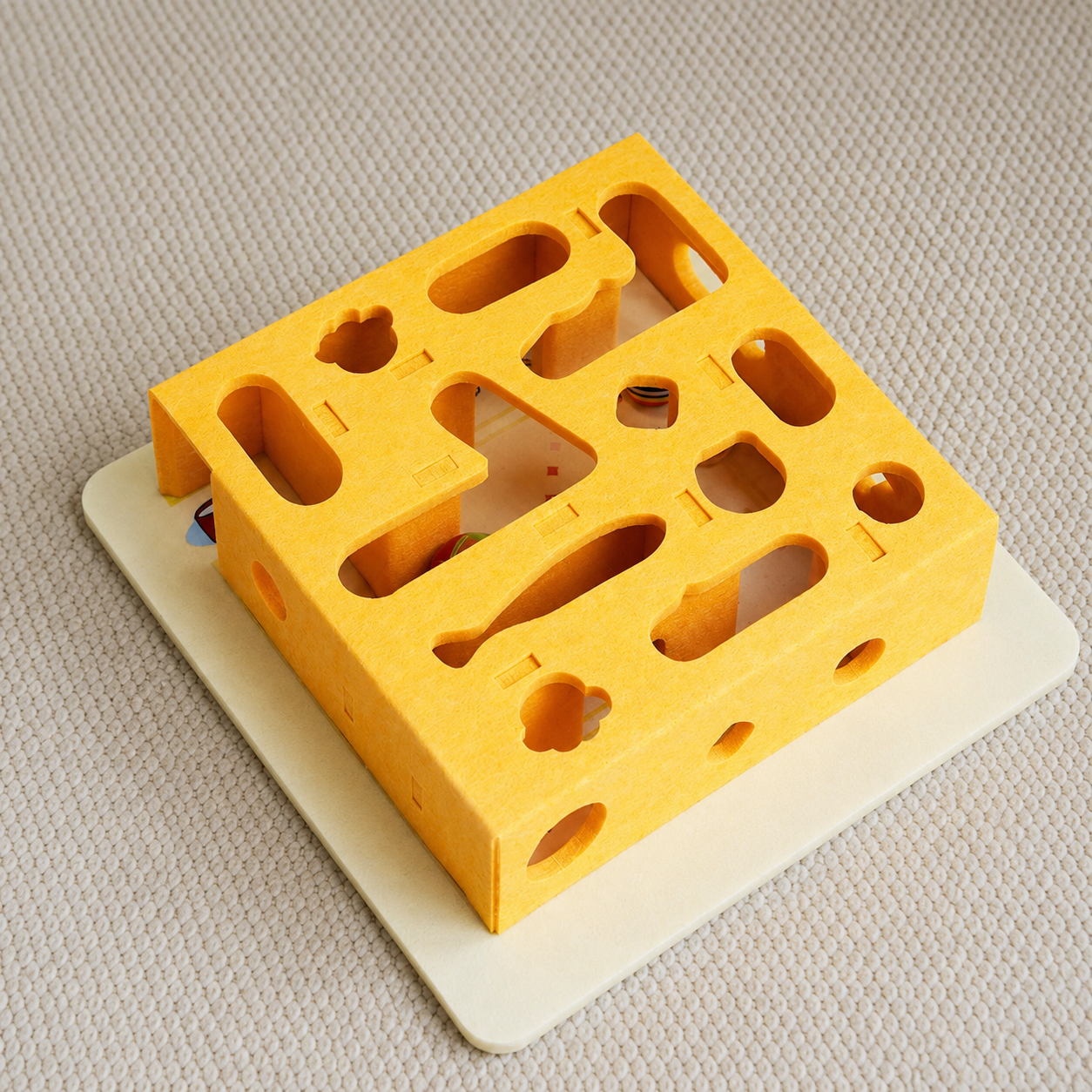 Felt Cat Puzzle Maze Box – Interactive Cat Enrichment Toy