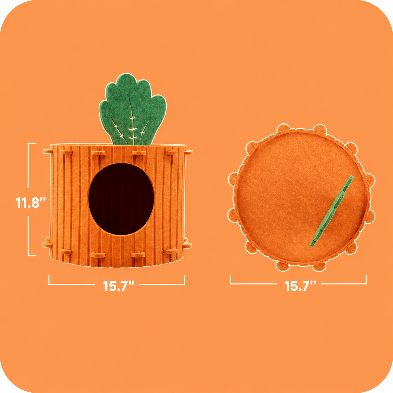 Carrot Felt Cat House – Interactive Cat Cave, Scratcher & Climbing Bed