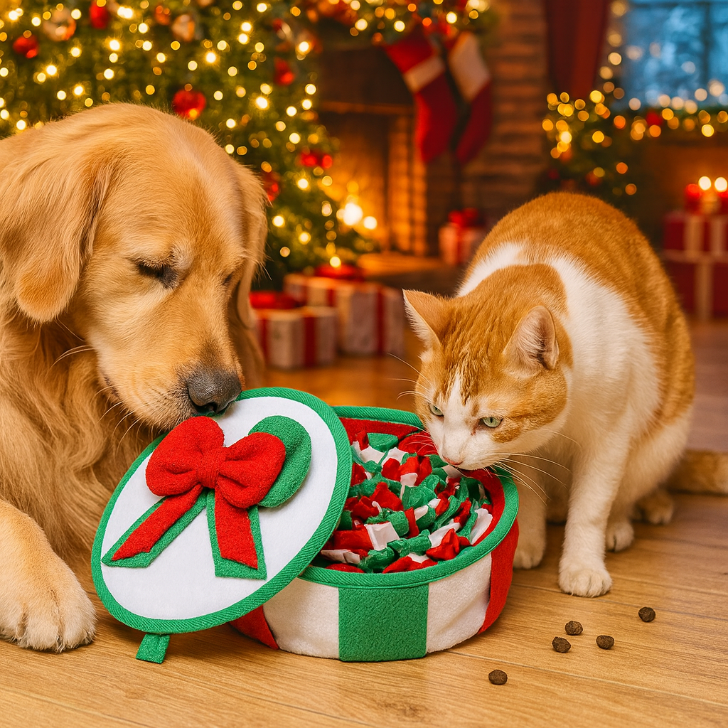 Christmas Edition Covered Snuffle Mat – Deep Foraging Pad for Dogs & Cats