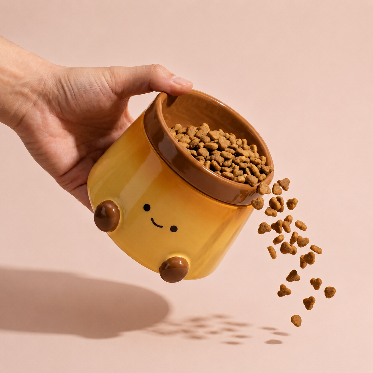 Elevated Ceramic Pet Bowl – Anti-Vomit Tilted Design for Small Dogs & Cats