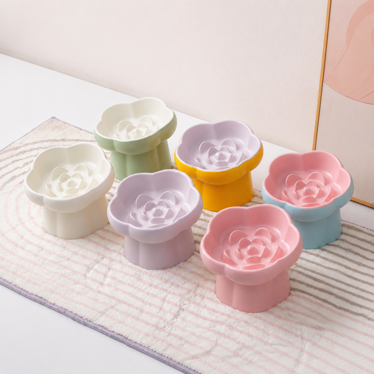 Elevated Ceramic Slow Feeder Bowl cat&small dog｜Anti-Choke Raised Dish
