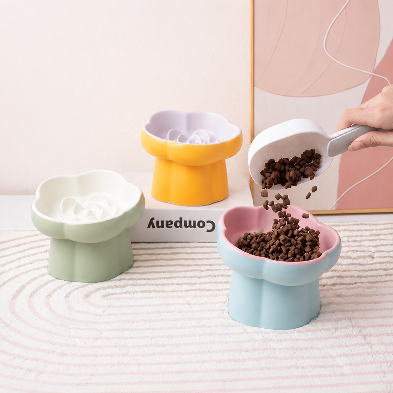 Elevated Ceramic Slow Feeder Bowl cat&small dog｜Anti-Choke Raised Dish – view 4