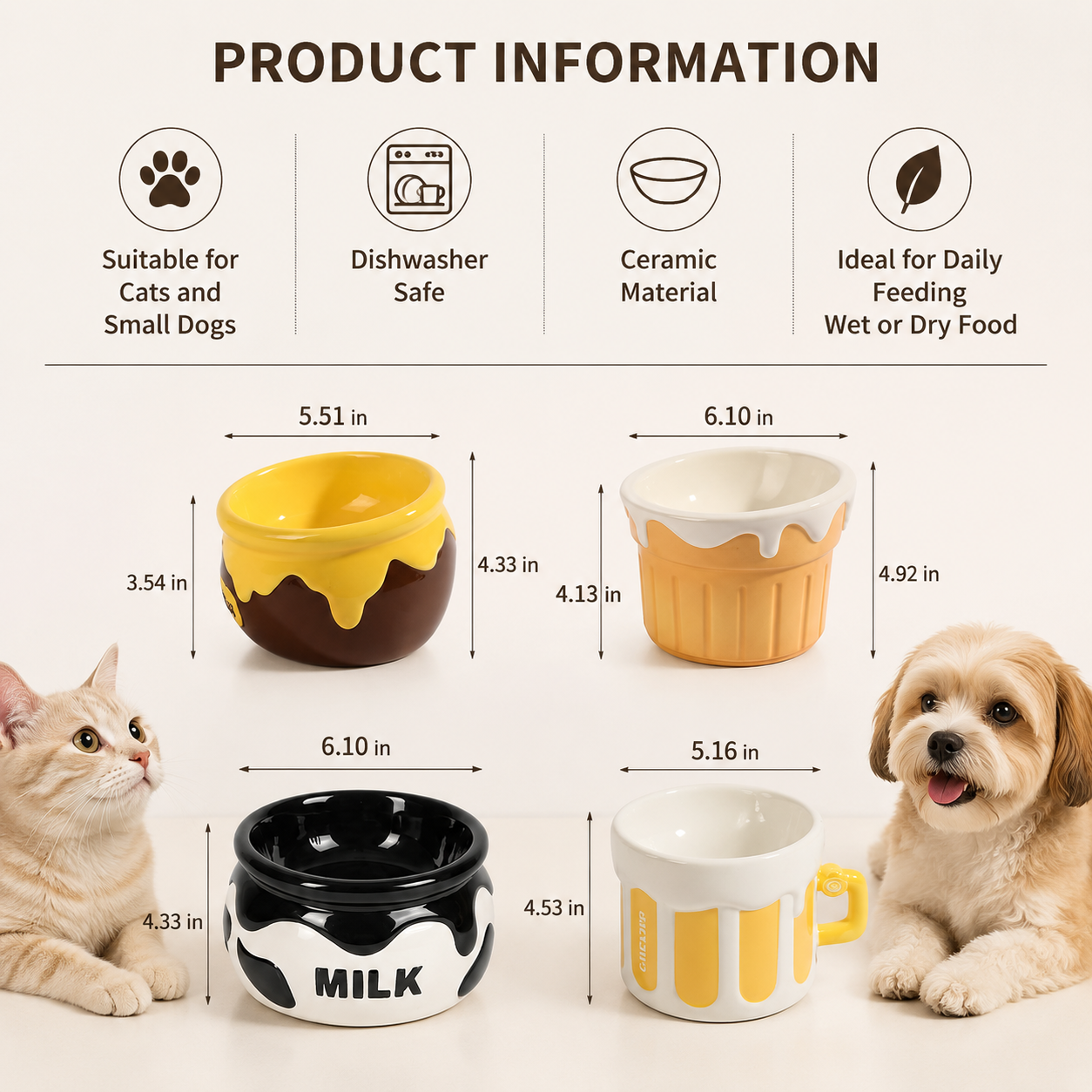 Tilted Ceramic Elevated Cat Bowl – view 2