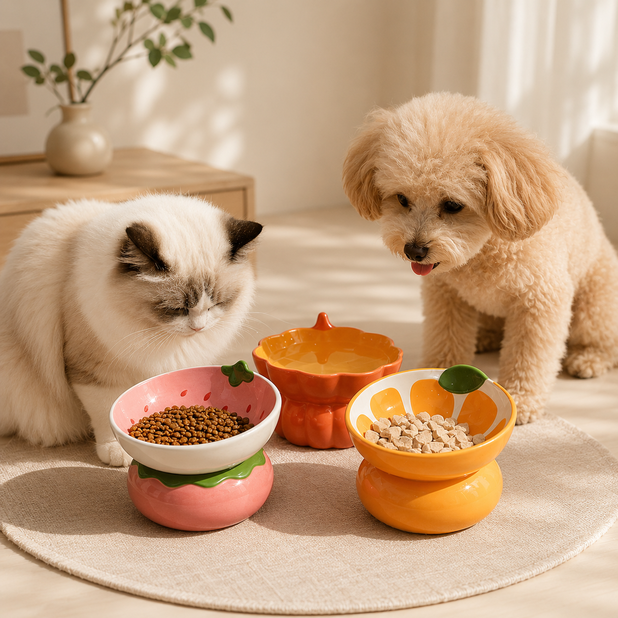 Tilted Ceramic Cat Food Bowls – No Spill – view 6
