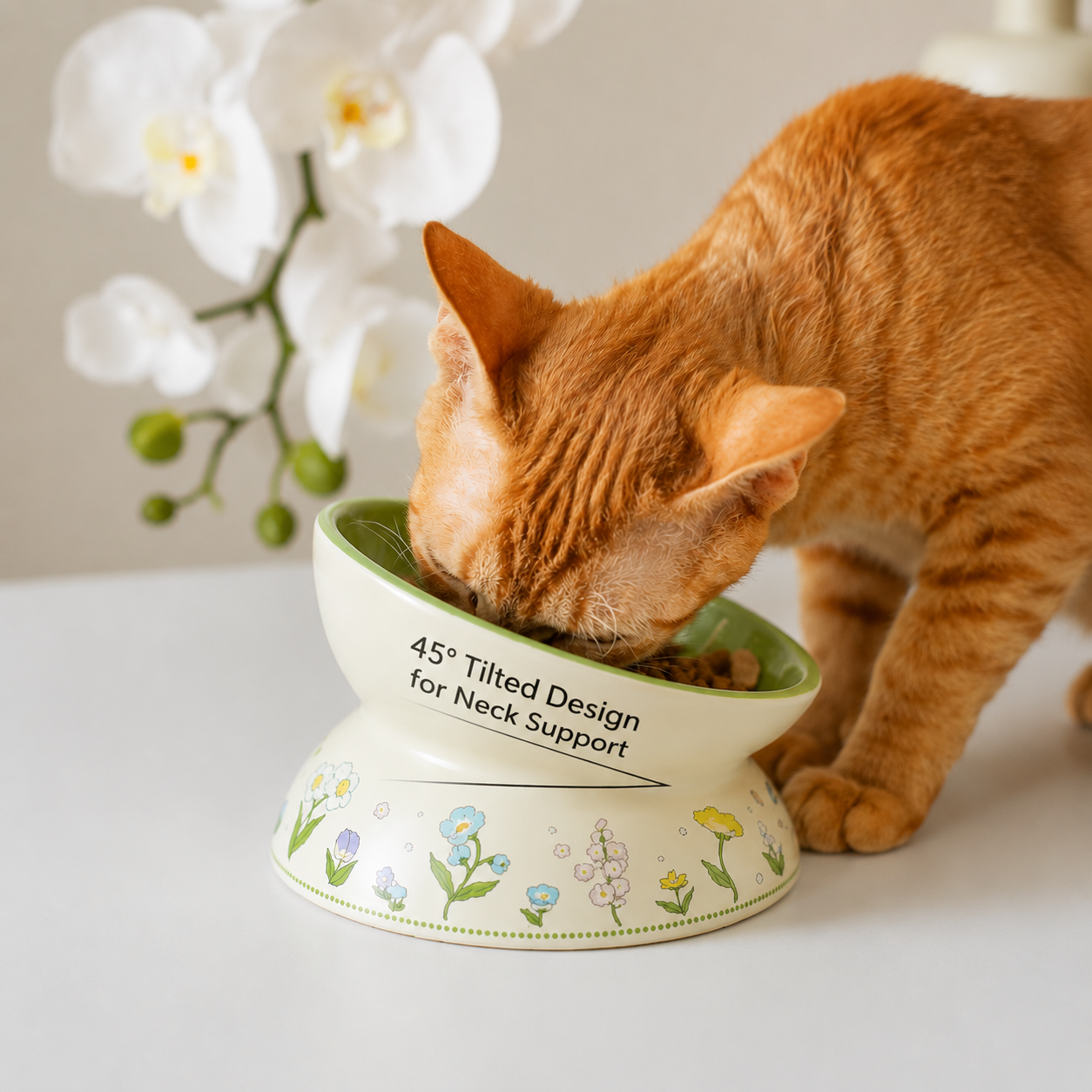 Tulip-Shaped Raised Pet Bowl – Ergonomic & Elegant