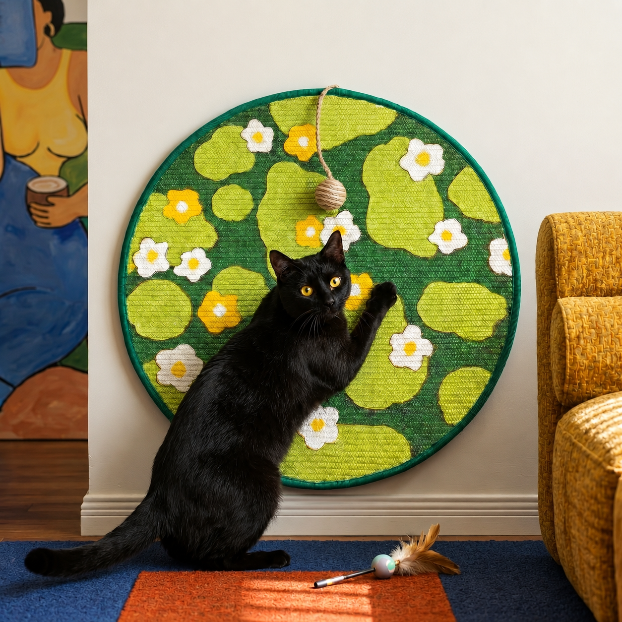 Self-Adhesive Sisal Cat Scratching Pad – No-Shed Wall & Floor Cat Scratch Mat