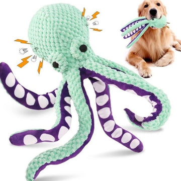 Plush Octopus Squeaky Dog Toy-Chew pet toys