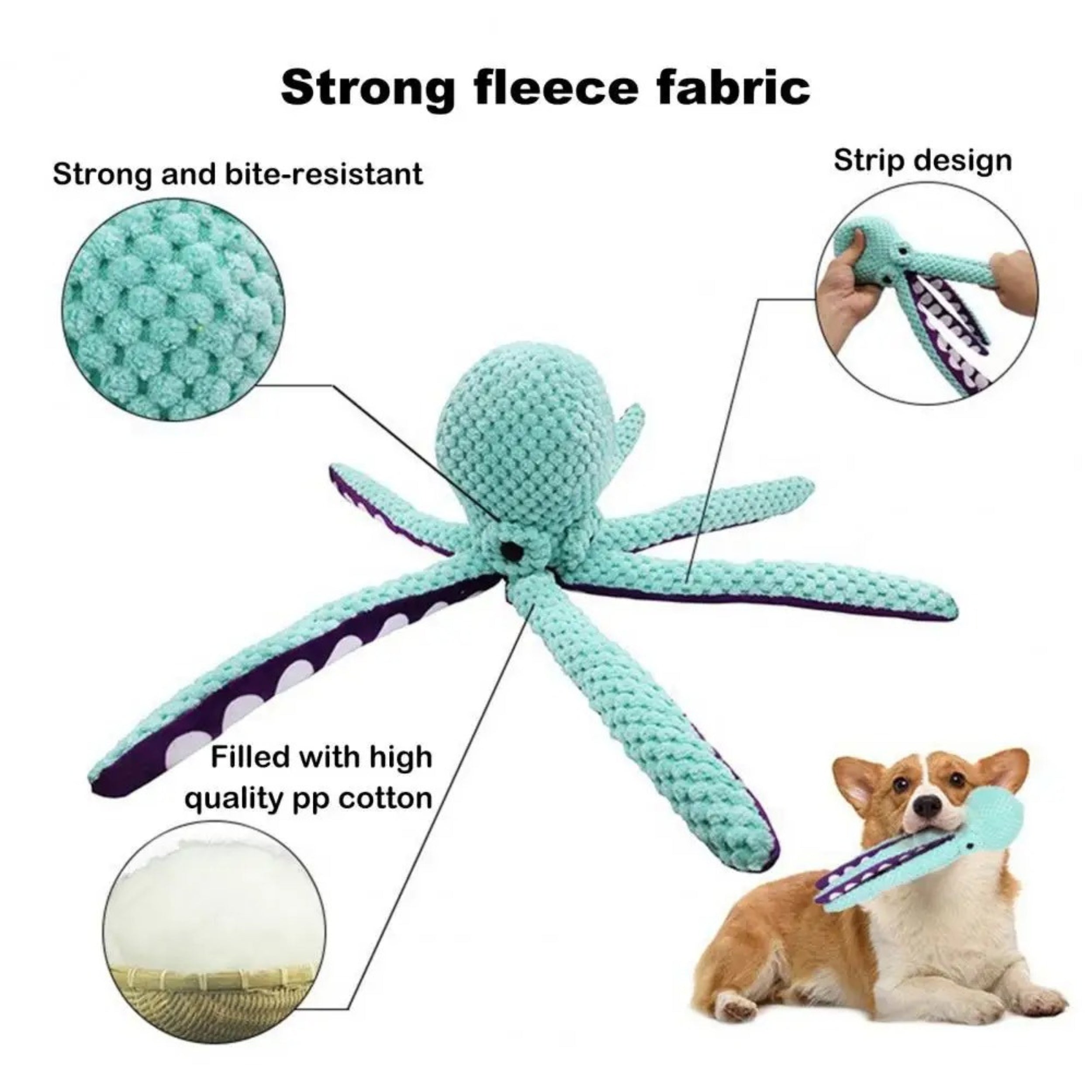 Plush Octopus Squeaky Dog Toy-Chew pet toys