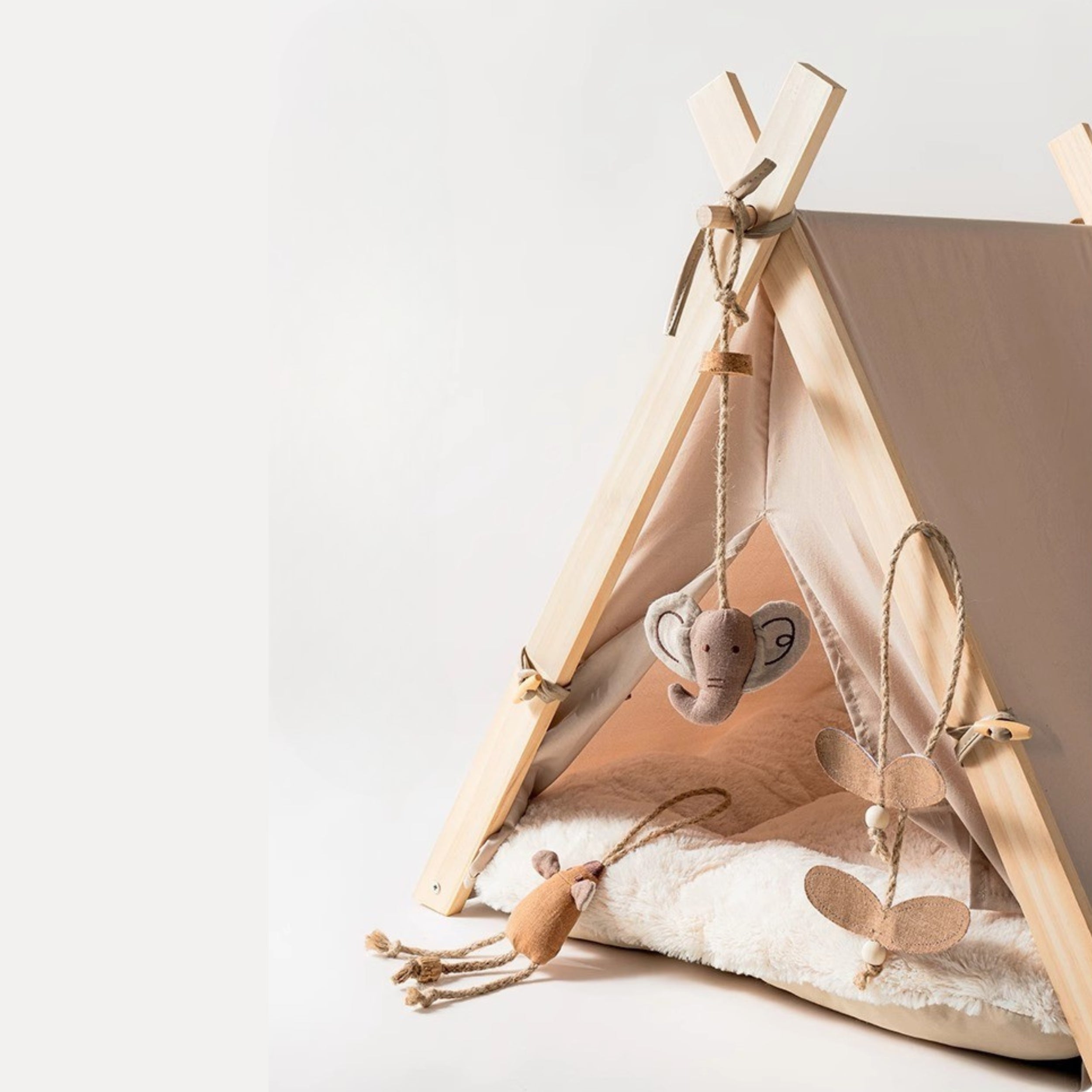 4pcs Cat Teaser Wand Set with Catnip Chew Toys – Handmade Cotton-Linen Natural Material