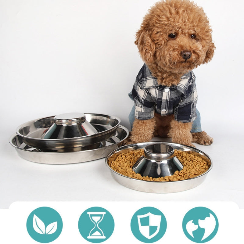 Pet stainless steel slow feeding bowl