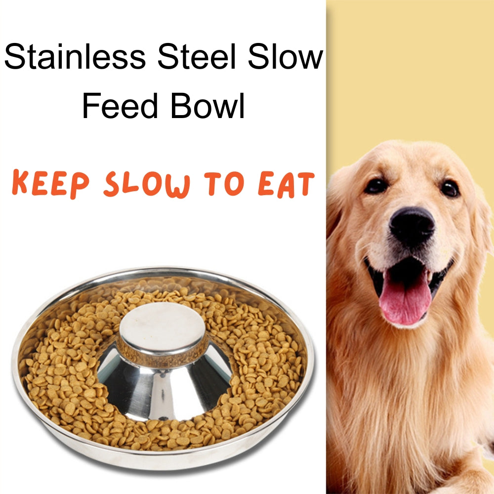 Pet stainless steel slow feeding bowl