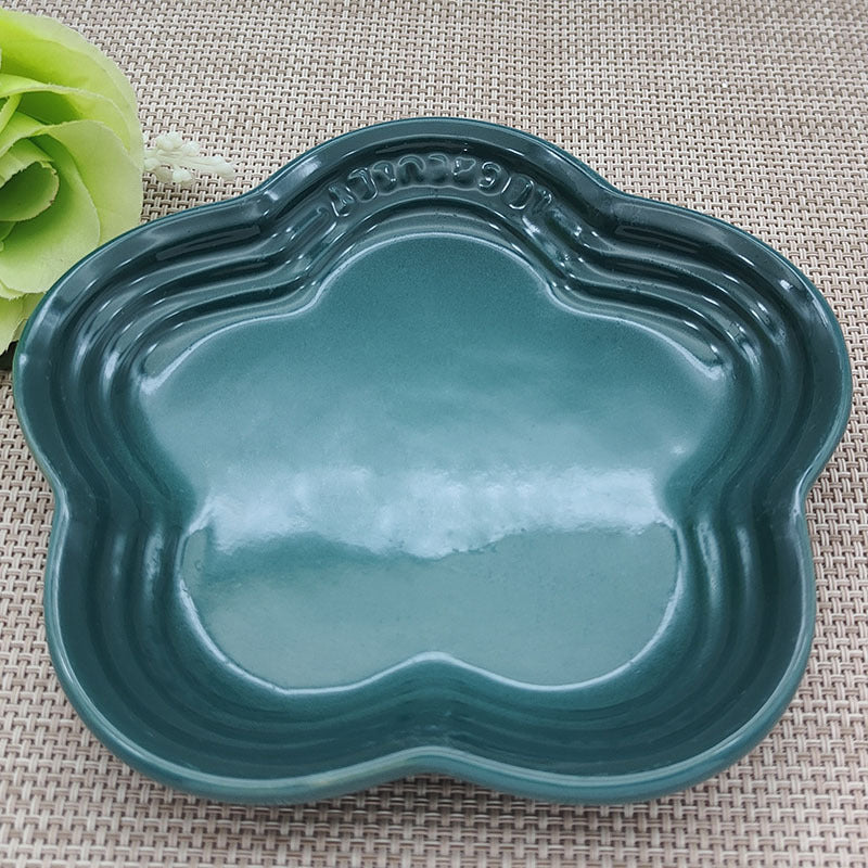 Macaron color gradient pet snack ceramic plate