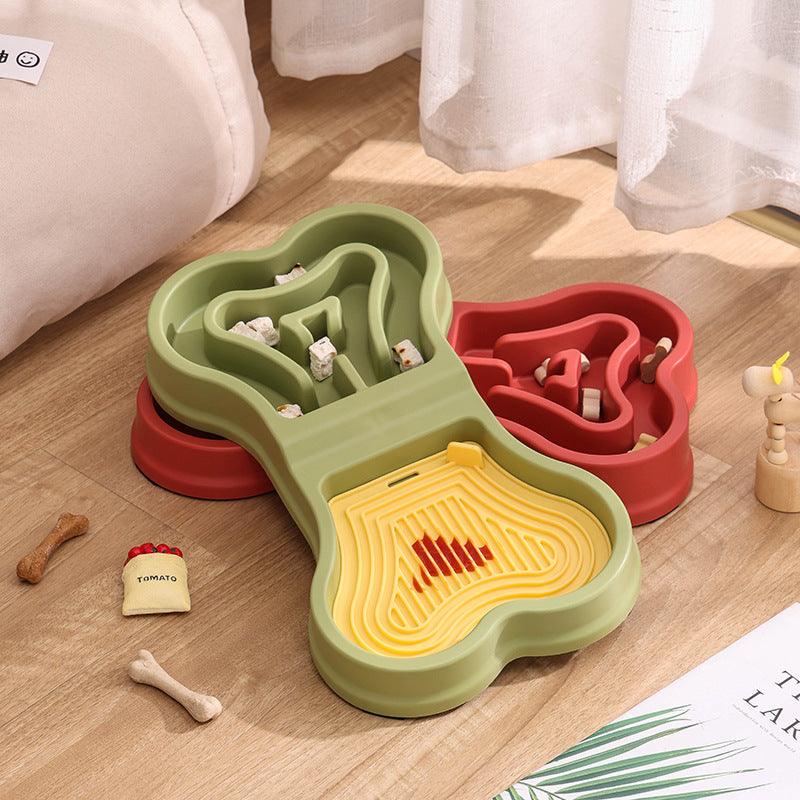 Pet Slow Food Bowl Slow Food Bowl for Dogs Anti-Tipped Cat Lick Pad Pet Double Bowl Dog Eatware Pet Dinner Plate - NoKa&AuroraStone