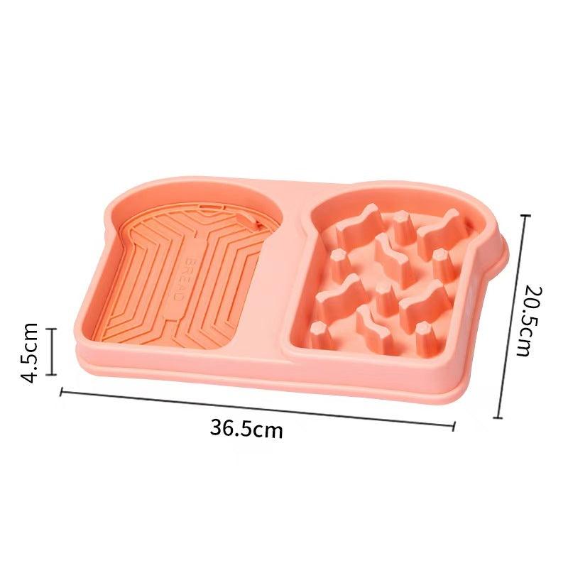 Pet Slow Food Bowl Slow Food Bowl for Dogs Anti-Tipped Cat Lick Pad Pet Double Bowl Dog Eatware Pet Dinner Plate - NoKa&AuroraStone
