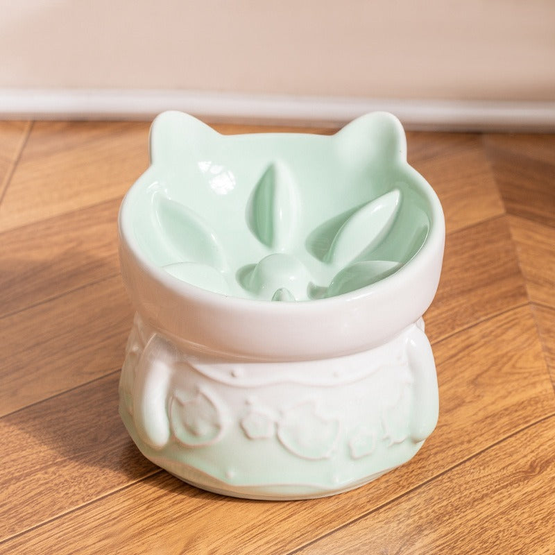Elevated Ceramic Slow Feeder Bowl cat&small dog｜Anti-Choke Raised Dish