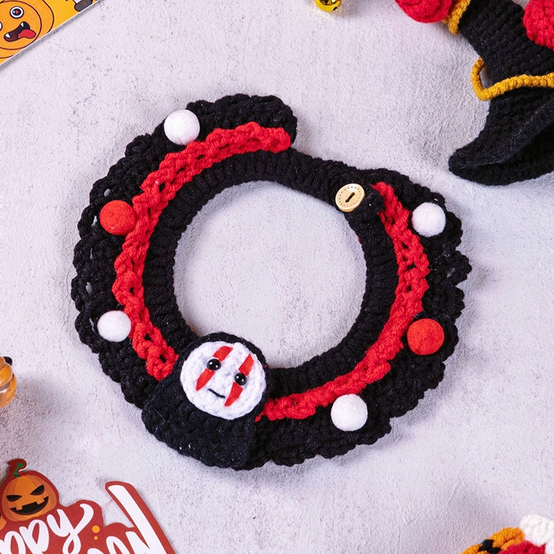 Halloween Pet Knit Collar – Handmade Cozy Neckwear for Cats & Dogs | Holiday Costume Scarf