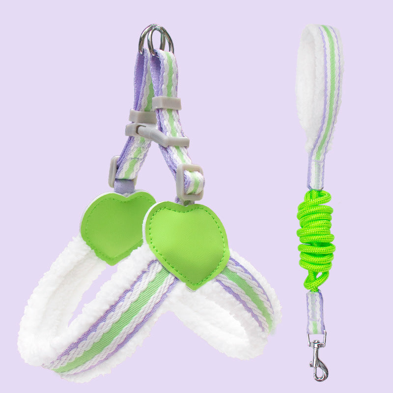 Pastel Dog Harness with Hearts – All Sizes+ Free Leash