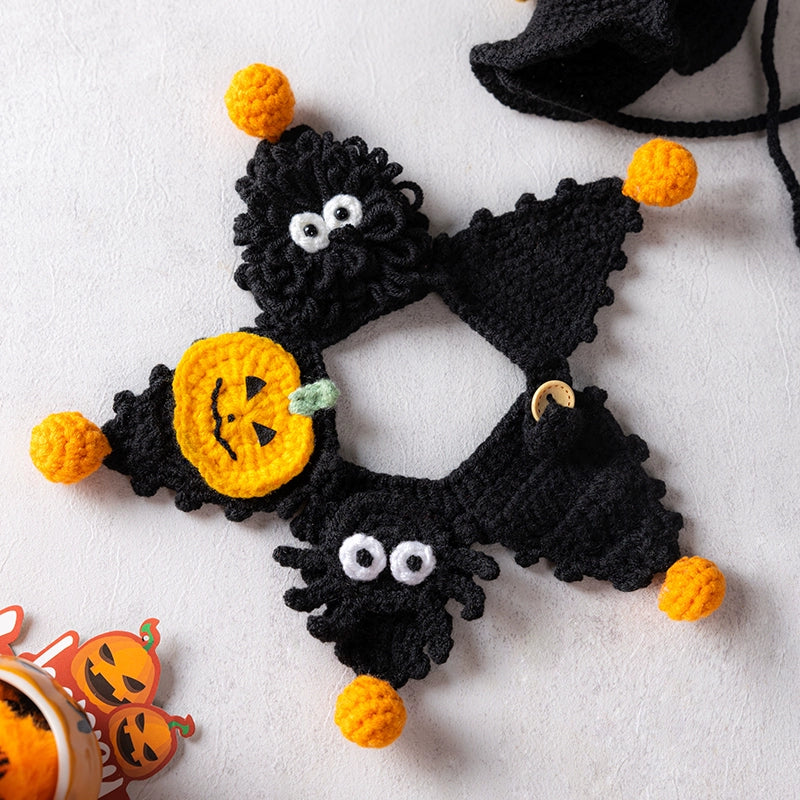 Halloween Pet Knit Collar – Handmade Cozy Neckwear for Cats & Dogs | Holiday Costume Scarf