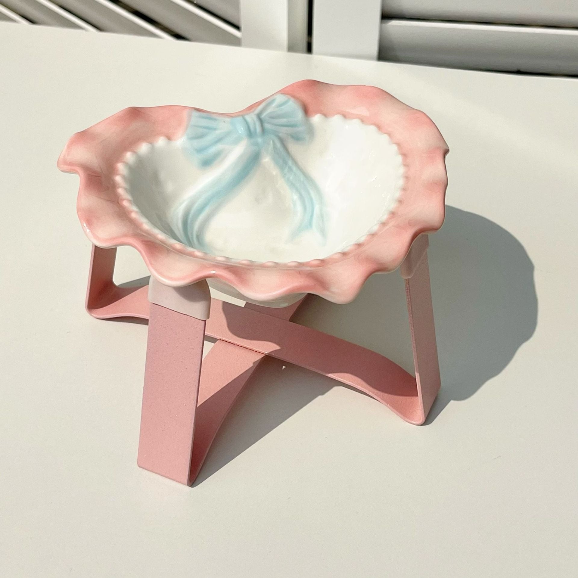 Elevated Ceramic Pet Bowl ｜Raised Design for Cats, Small Dogs
