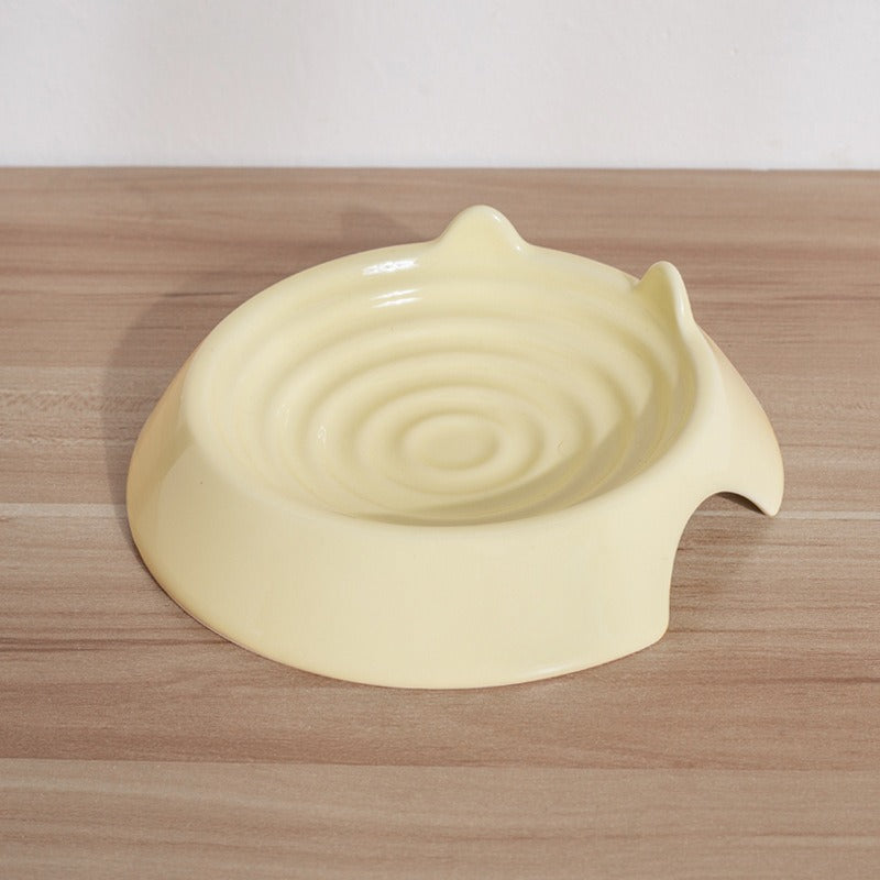 Ceramic Feeding Dish for Small Animals｜Low-Rim Flat Plate for Cats, Small Dogs