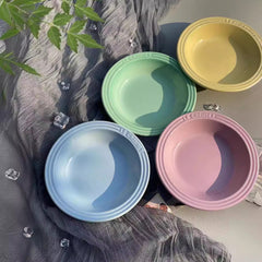 Blogger-Favorite Ceramic Macaron-Colored 15cm Round Dish, Perfect for Everyday Use by Cats and Dogs