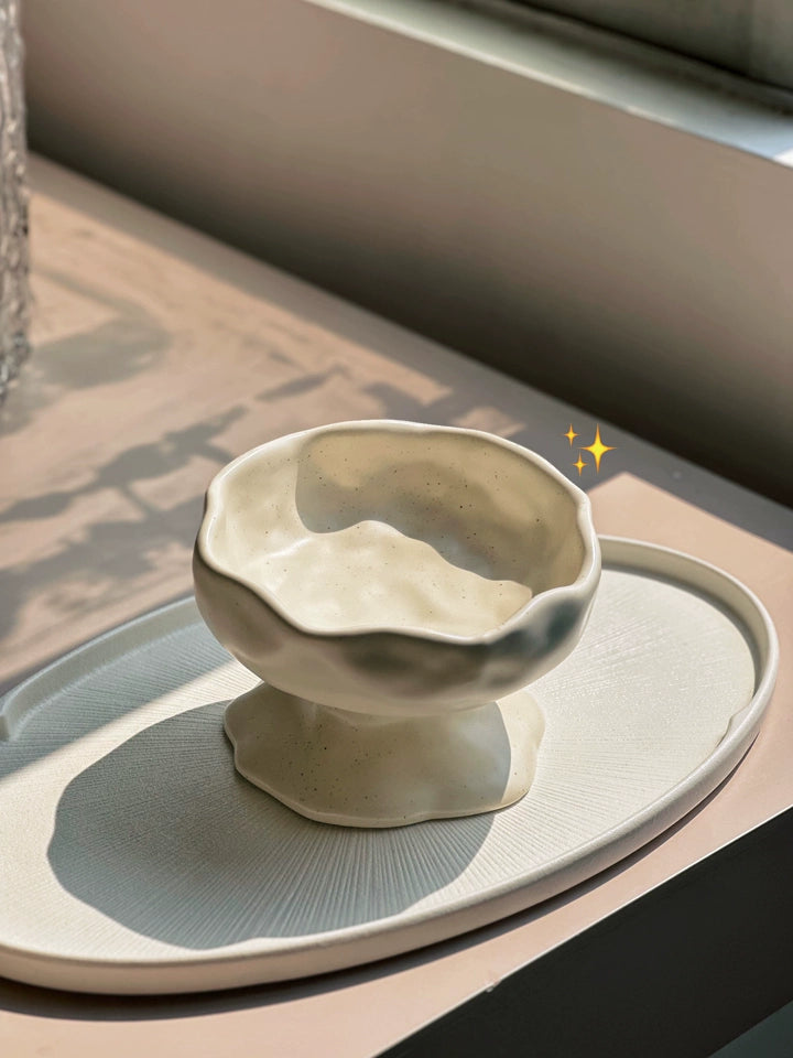 Ink-Style Ceramic Elevated Pet Bowl – Tilted Slow Feeder, Anti-Choke, Suitable for Cats and Dogs