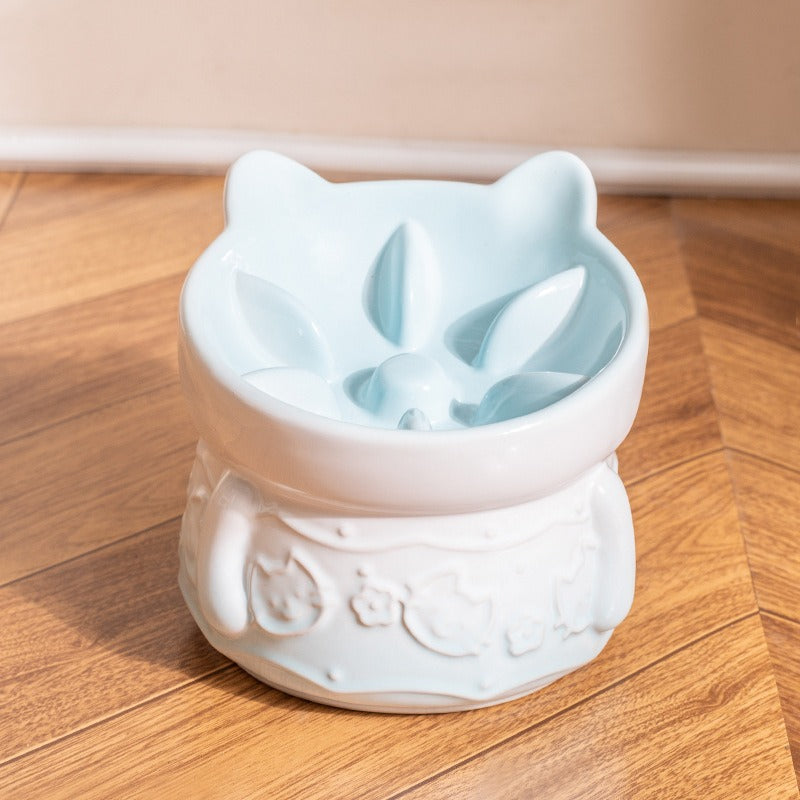 Elevated Ceramic Slow Feeder Bowl cat&small dog｜Anti-Choke Raised Dish