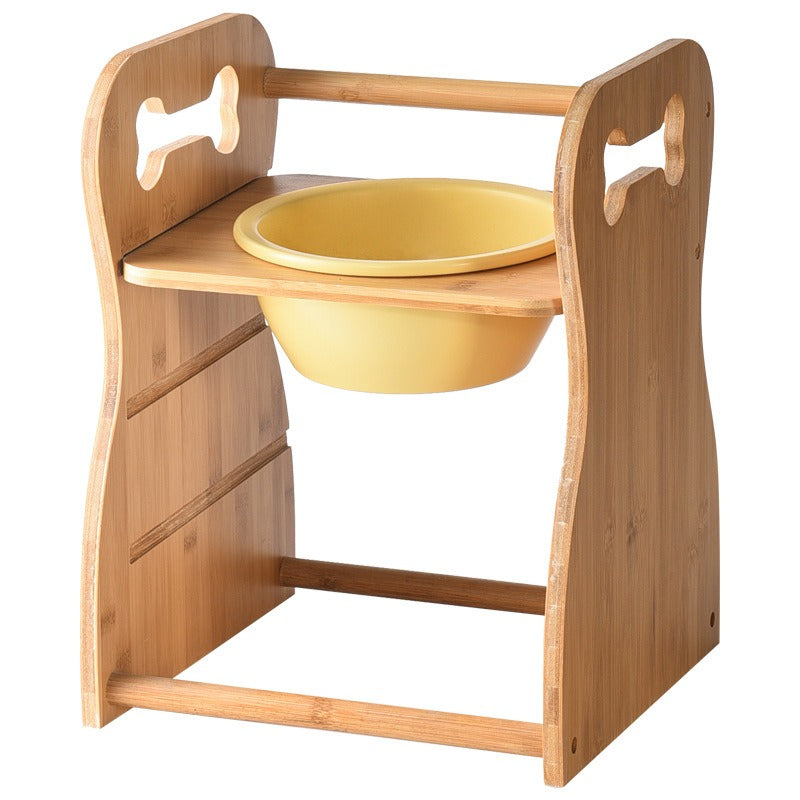 Hand-Polished Bamboo & Ceramic Pet Bowl | Adjustable,Eco-Friendly Design 1500ml