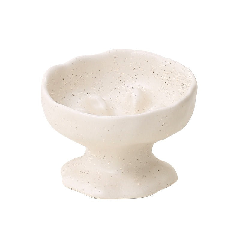 Ink-Style Ceramic Elevated Pet Bowl – Tilted Slow Feeder, Anti-Choke, Suitable for Cats and Dogs