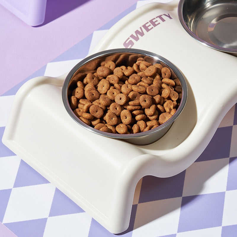 Elevated Double Pet Bowl Set – Raised Stainless Steel Feeder for Dogs and Cats