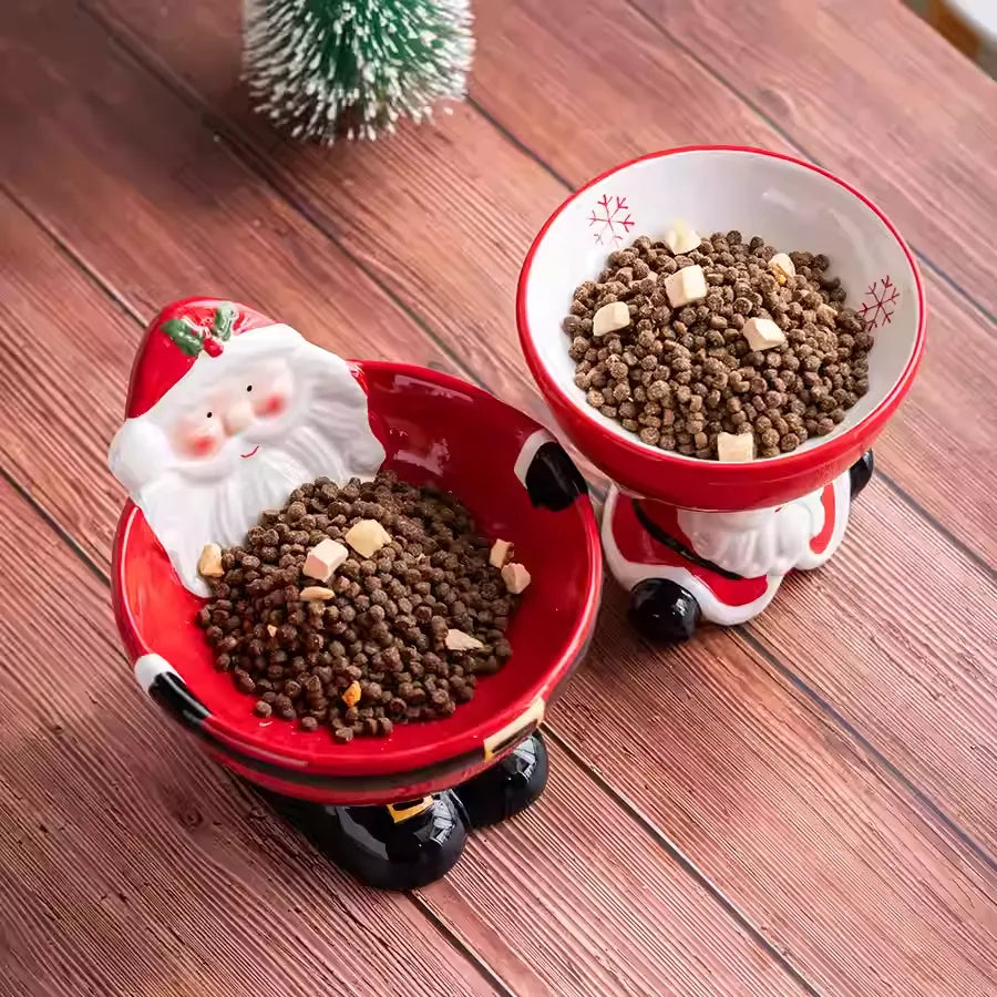 Christmas Ceramic Raised Pet Bowl