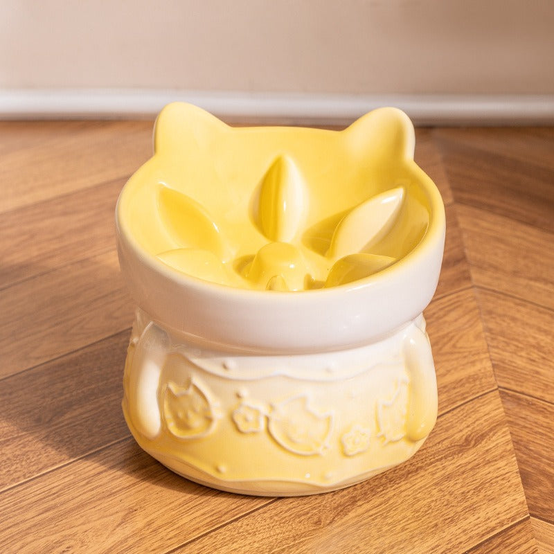 Elevated Ceramic Slow Feeder Bowl cat&small dog｜Anti-Choke Raised Dish