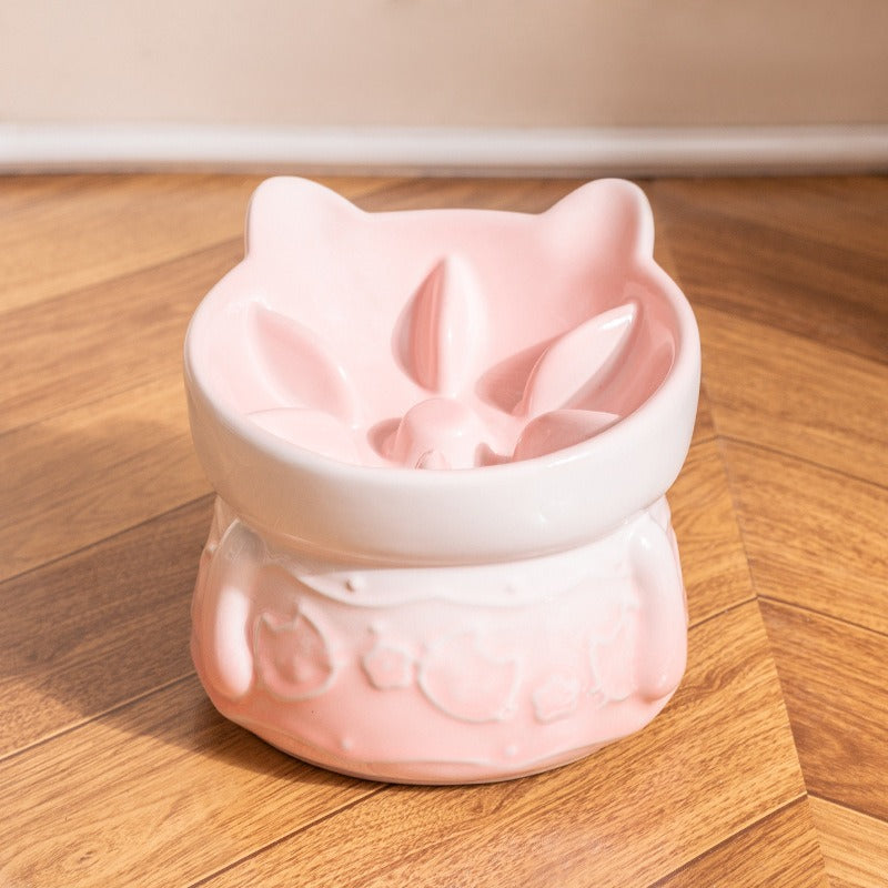 Elevated Ceramic Slow Feeder Bowl cat&small dog｜Anti-Choke Raised Dish