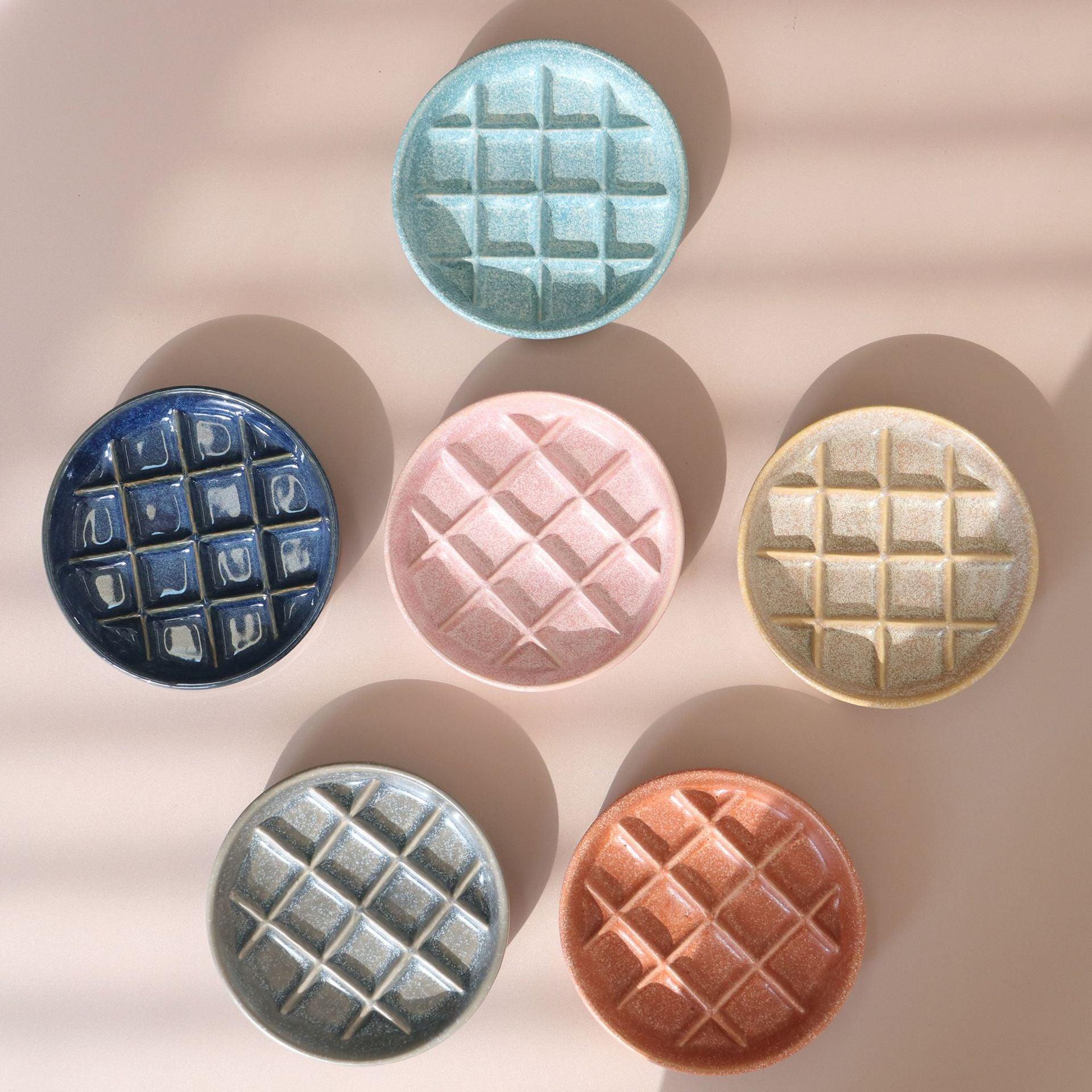 Ceramic slow food bowl slow food plate cat bowl kitten grid bowl slow eating pet bowl cat and dog anti-choke cat food bowl - NoKa&AuroraStone