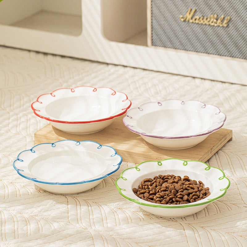 Elevated Ceramic Cat Bowl | Neck-Friendly Raised Design, Easy to Clean & Stable Base