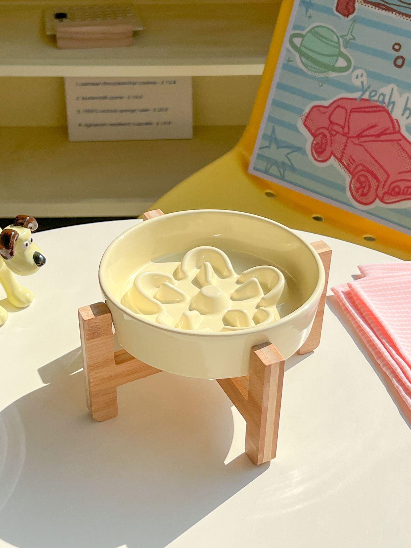 Flower Ceramic Cat Bowl Dog Slow Food Slow Food Anti-choking Dog Food Basin Anti-black Chin Cat Bowl Cat Slow Food Basin - NoKa&AuroraStone