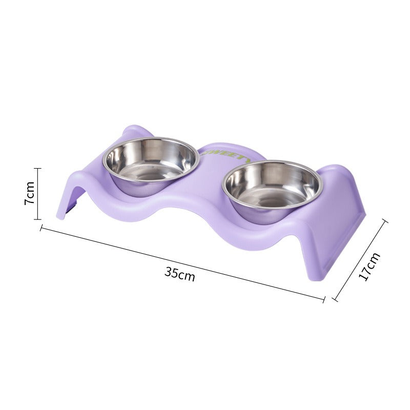 Elevated Double Pet Bowl Set – Raised Stainless Steel Feeder for Dogs and Cats