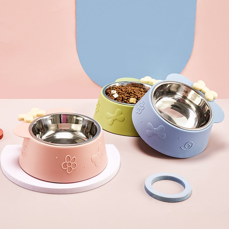 Stainless Steel Raised Pet Bowl – Durable Feeder for Dogs and Cats, Neck-Friendly Design