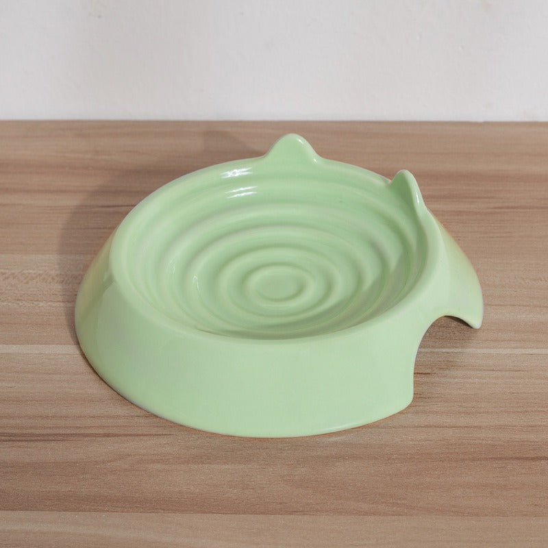 Ceramic Feeding Dish for Small Animals｜Low-Rim Flat Plate for Cats, Small Dogs
