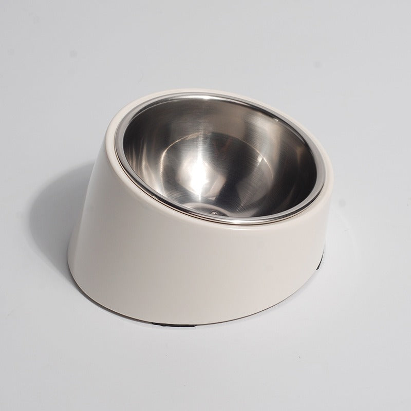 Tilted Stainless Steel Pet Bowl Non-Slip Feeding Dish for Cats & Dogs