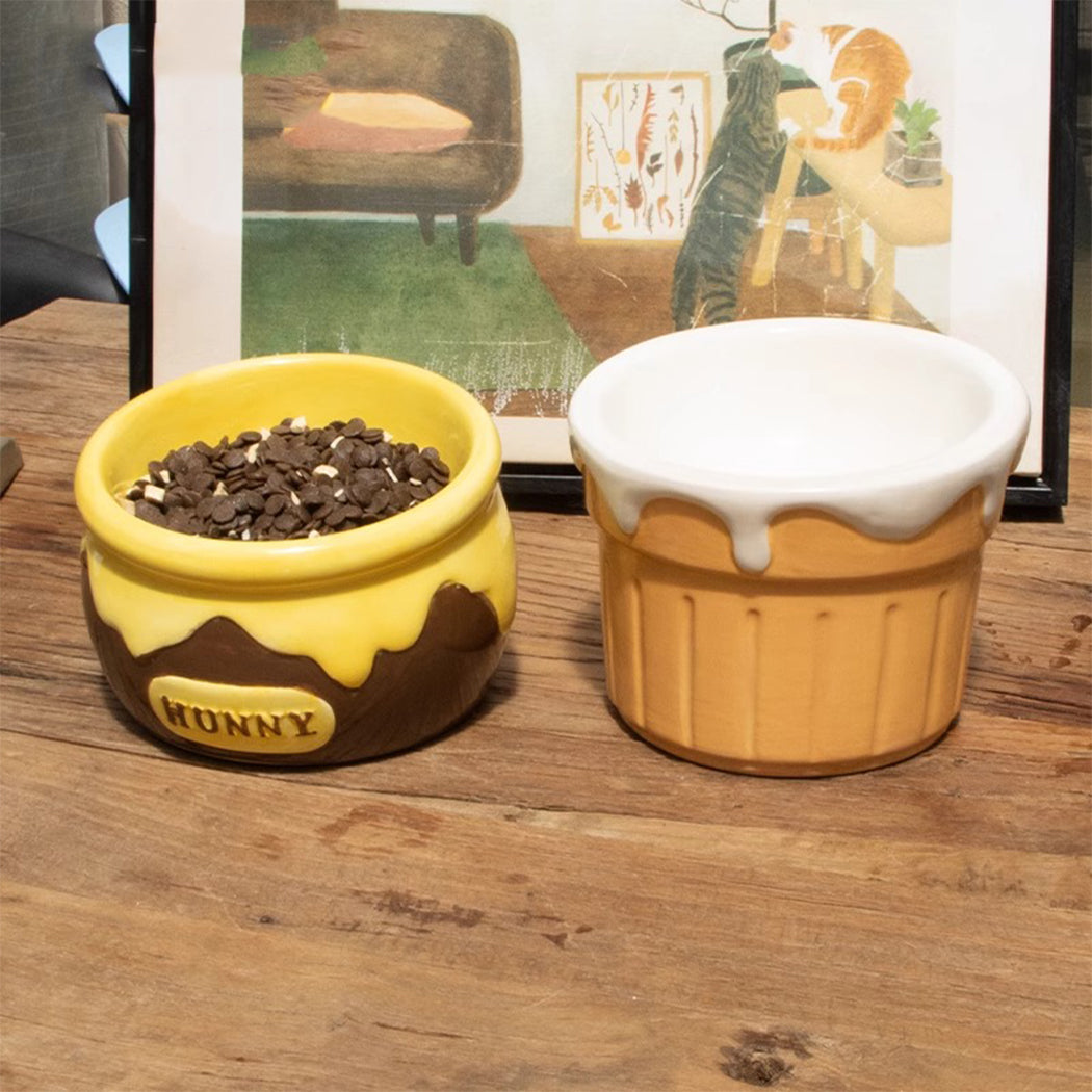 Tilted Ceramic Elevated Cat Bowl